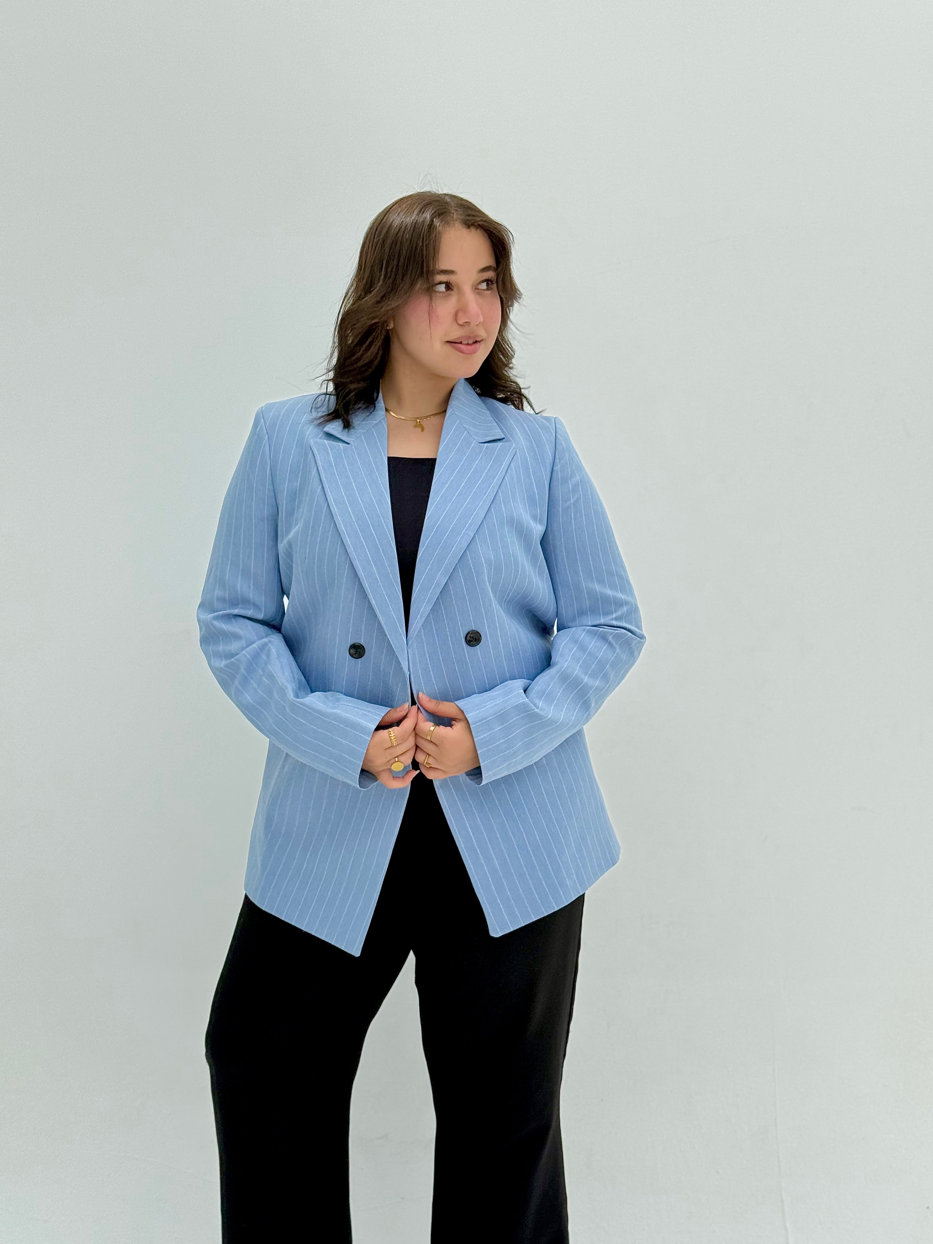 Striped Blazer – Blue Elegance