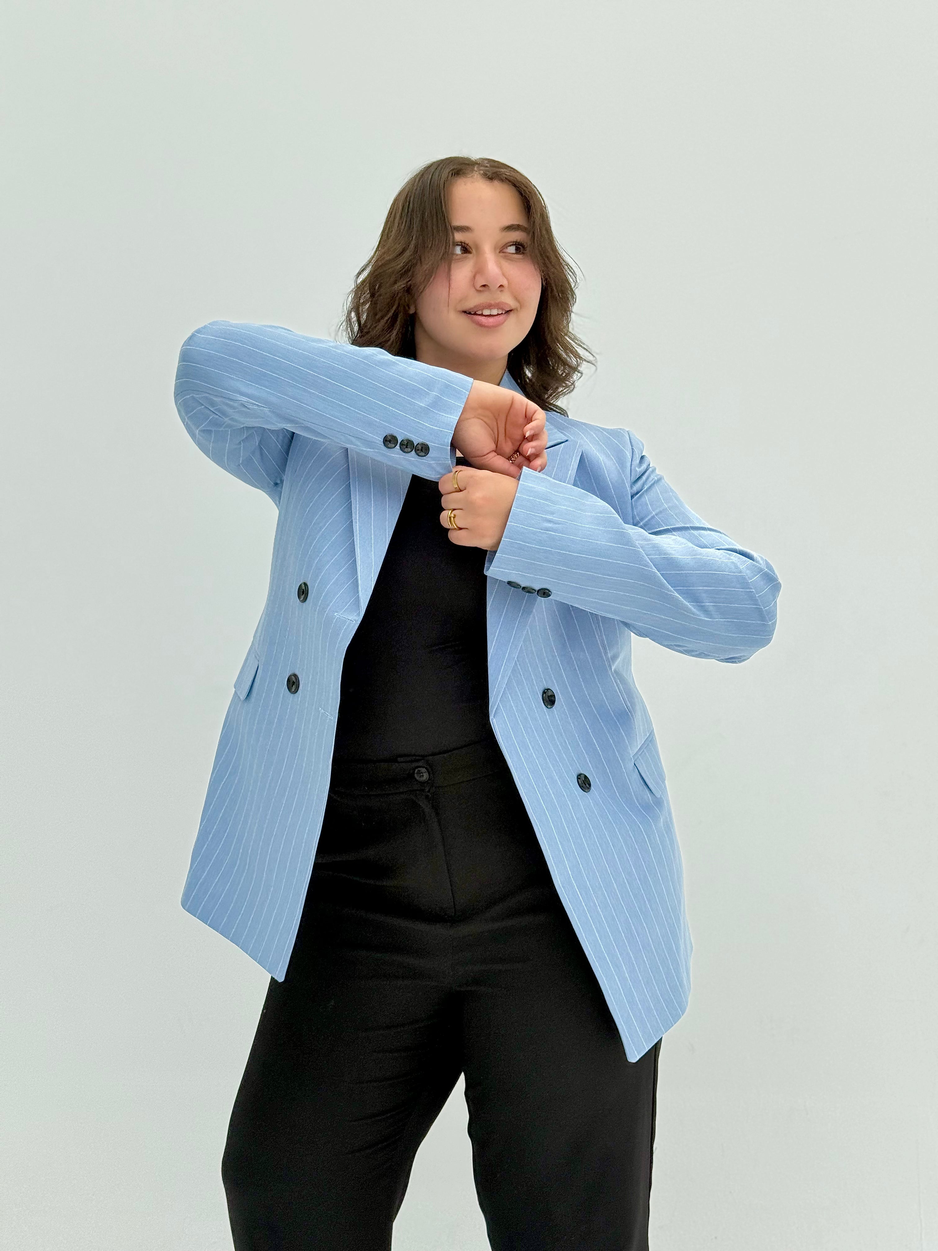 Striped Blazer – Blue Elegance