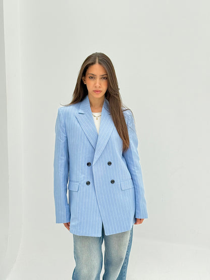 Striped Blazer – Blue Elegance