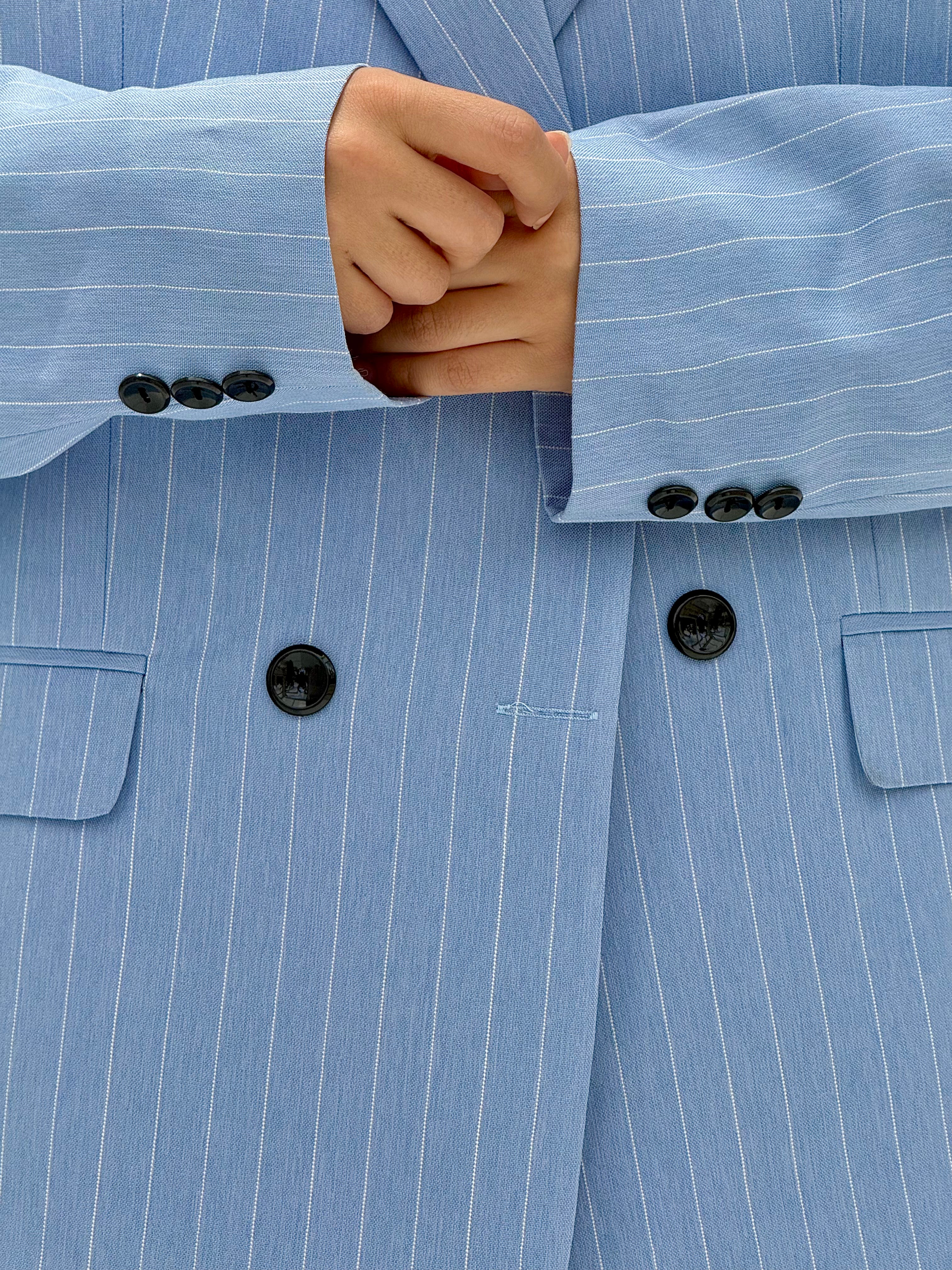 Striped Blazer – Blue Elegance