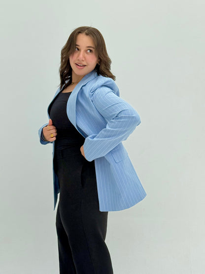 Striped Blazer – Blue Elegance
